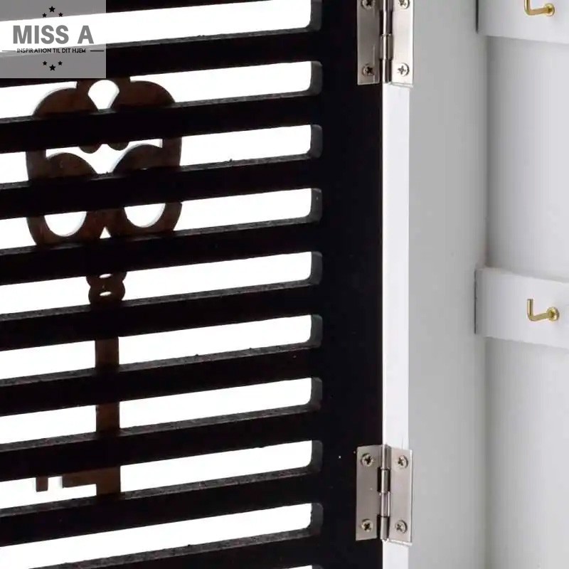 Nøgleskab hvidt og sort til 6 nøgler - detaljer på lågen